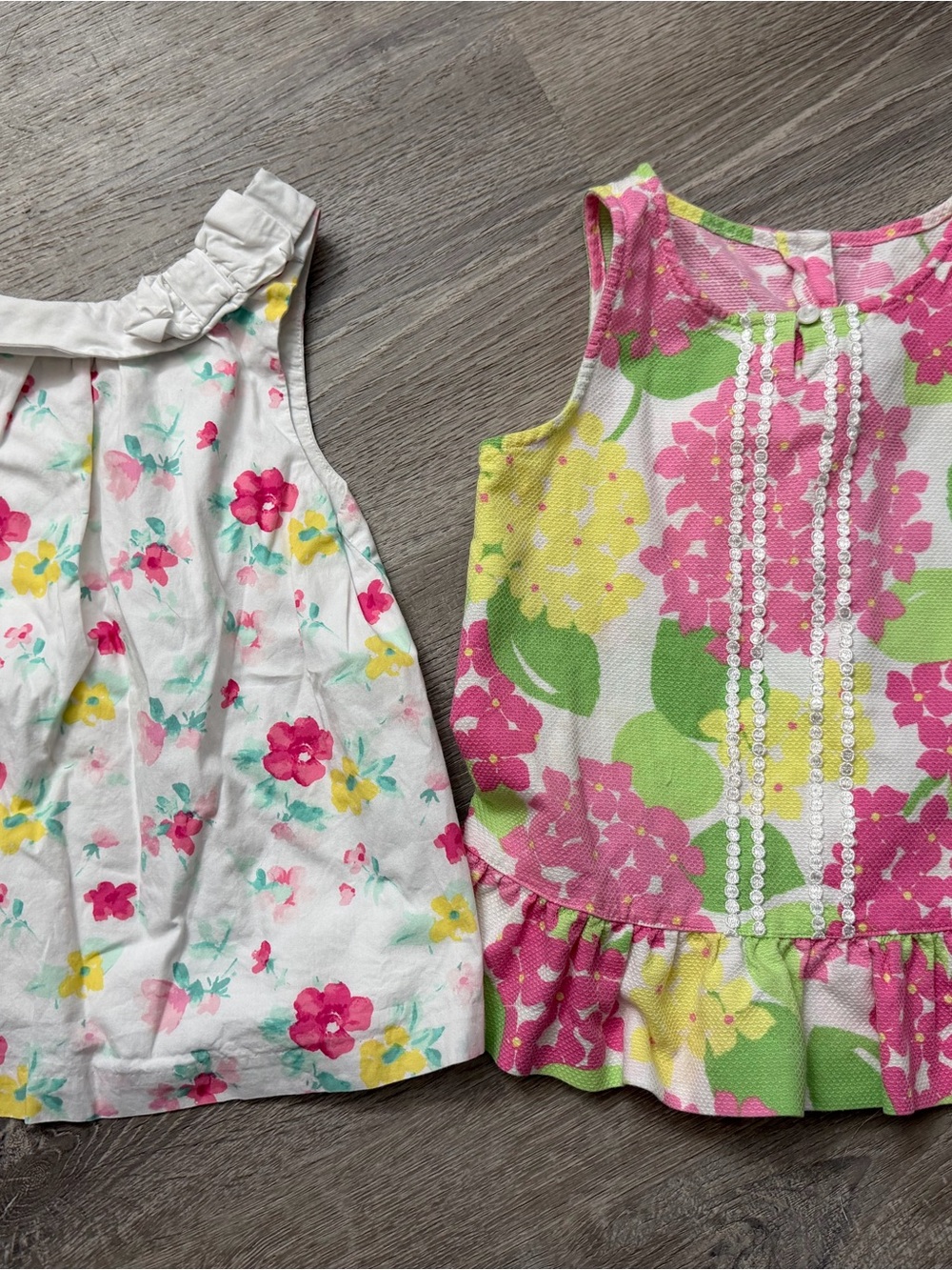 Janie and Jack Pink, Yellow, Green Floral Sleeveless Tops